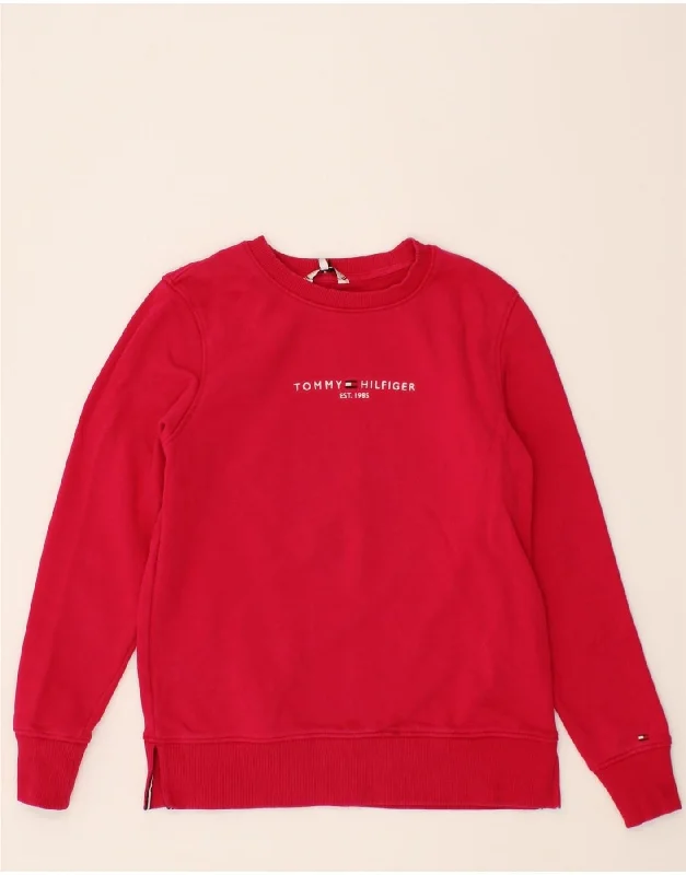 TOMMY HILFIGER Womens Graphic Sweatshirt Jumper UK 10 Small Red Cotton