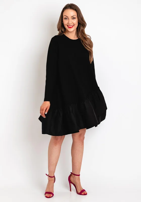 Masai Nell Frill Tiered Hem Smock Dress, Black