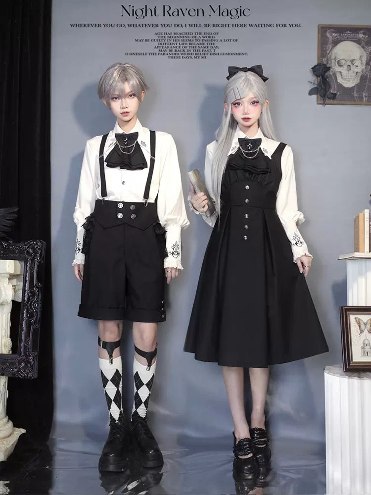 Fantastic Offers CastleToo~Night Raven Magic~Ouji Lolita Dress Set Prince Suspender Shorts Cape
