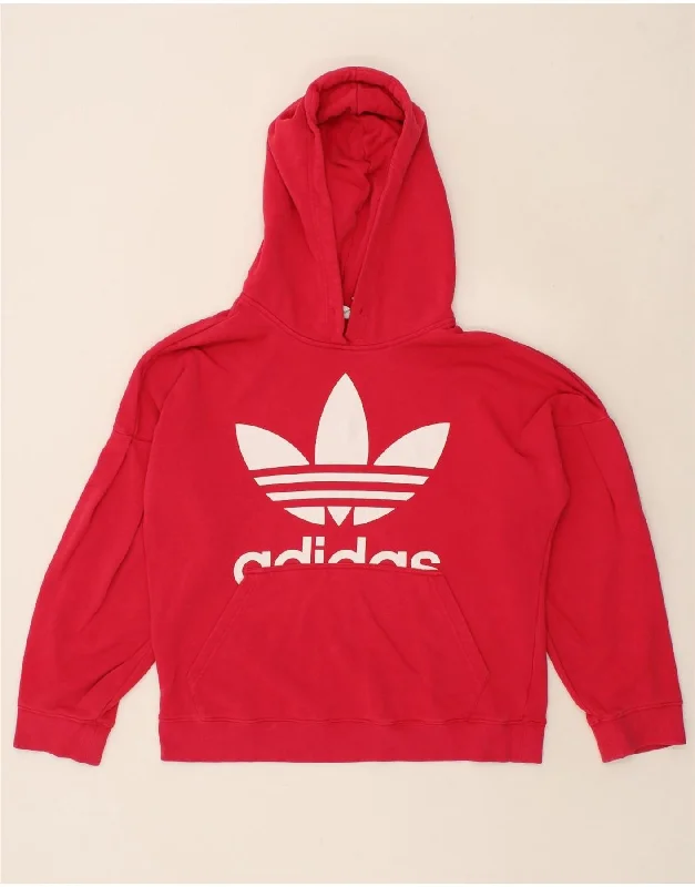 Blowout Sale ADIDAS Womens Graphic Hoodie Jumper UK 8 Small Red Cotton
