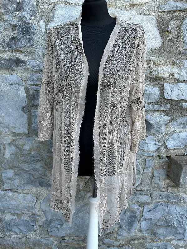 Price Drop Beige beaded sheer jacket uk 12-14