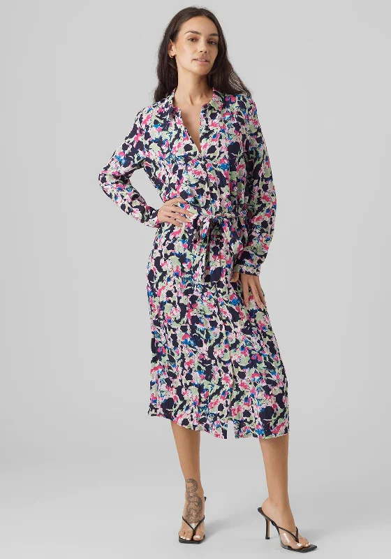 Anniversary Sale Vero Moda Bonni Print Shirt Dress, Navy Blazer Multi