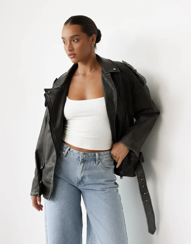 Reduced Prices Ace Biker Jacket (Charcoal) - By Lioness