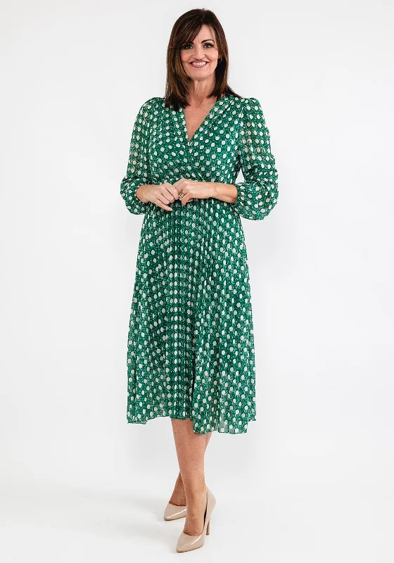 Act Fast Seventy1 One Size Chiffon Pleated Midi Dress, Emerald