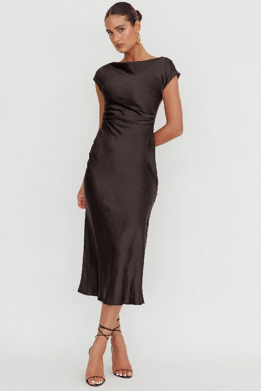 Lowest Prices Loveland Cap Sleeve Cowl Back Midi Dress Black