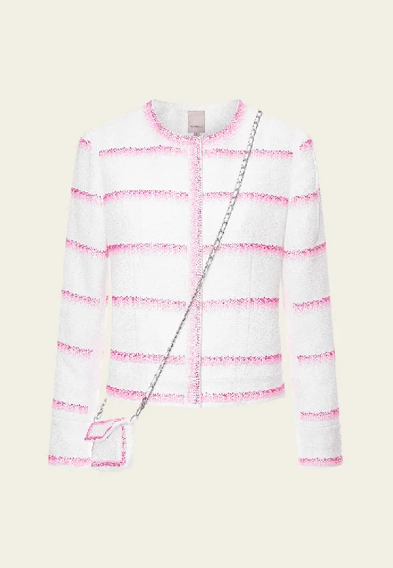 Crazy Deals Pink Stripe White Tweed Jacket