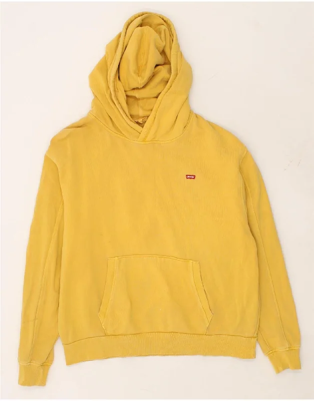 LEVI'S Womens Hoodie Jumper UK 10 Small Yellow Cotton