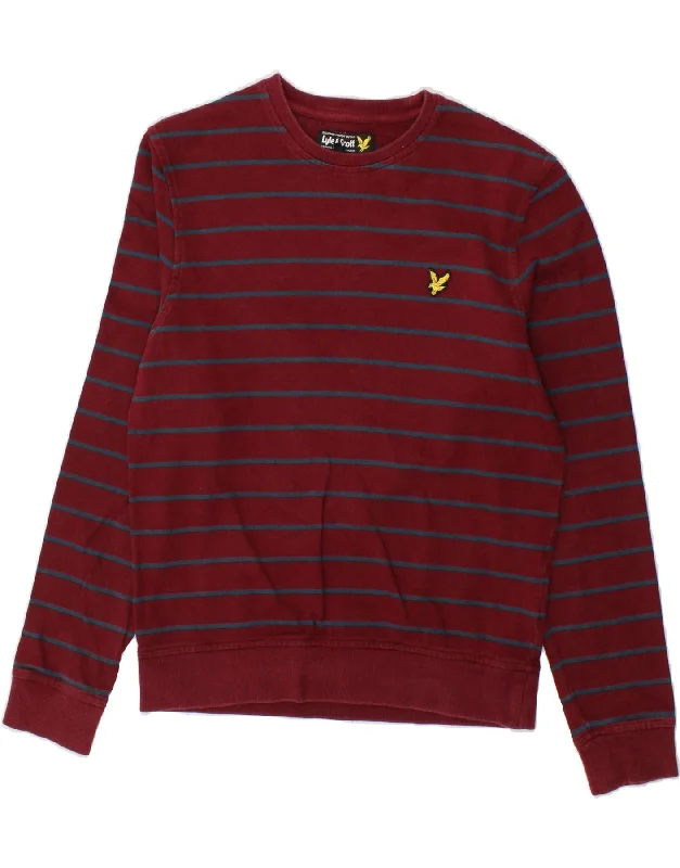 Low Prices LYLE & SCOTT Womens Sweatshirt Jumper UK 10 Small Maroon Striped Cotton
