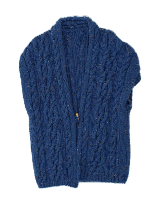 Overstock VINTAGE Womens Short Sleeve Cardigan Sweater UK 12 Medium Blue Flecked