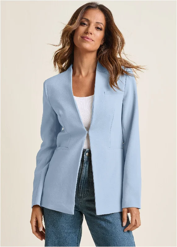 Super Bargain Structured Blazer  - Light Blue