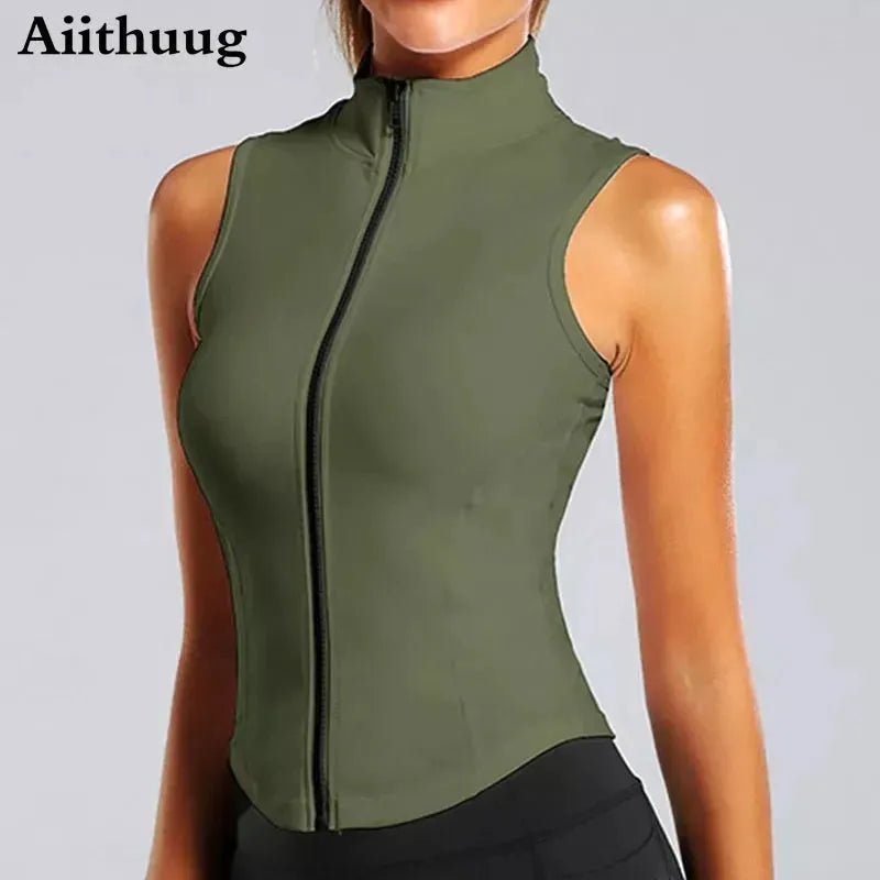 Act Now Aiithuug Athletic Zip Up Sweat Vest Jacket
