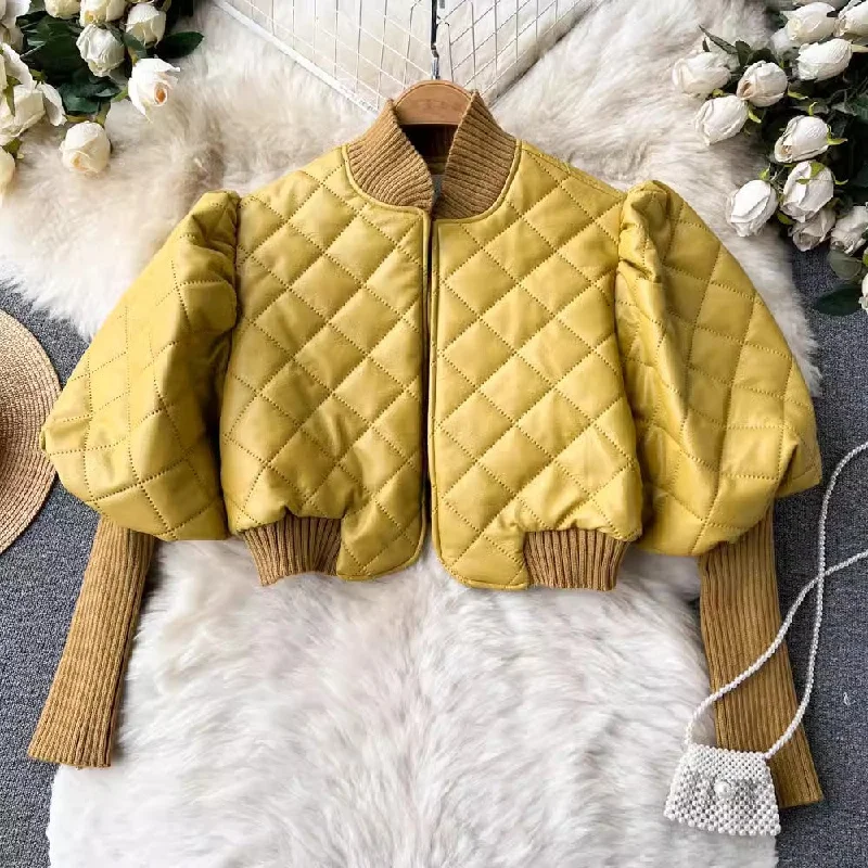 Super Bargain puff sleeve short cardigan jacket trendy     S4549