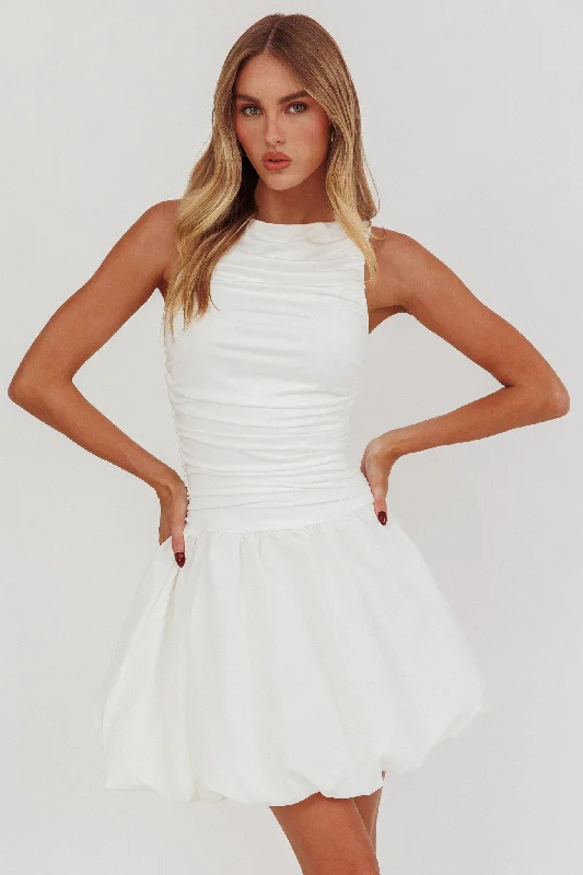 Price Buster Dalayla Sleeveless Balloon Skirt Mini Dress White