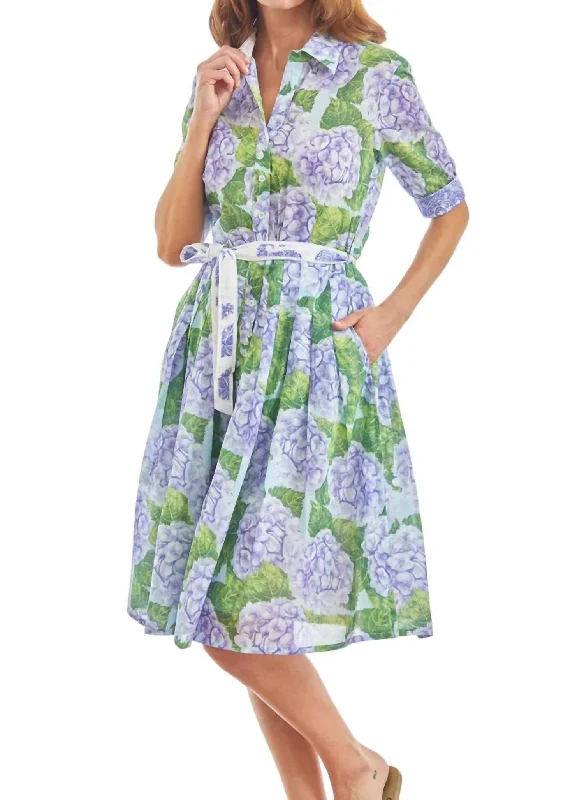 Mrs Maisel Hydrangea Midi Dress In Lavender,spring Green