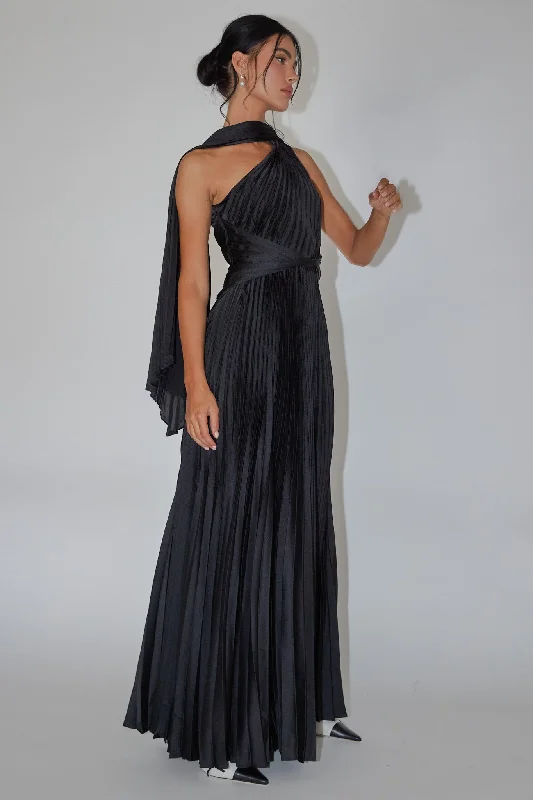 Special Offer Laxmi Accordion Pleat Maxi Dress Black