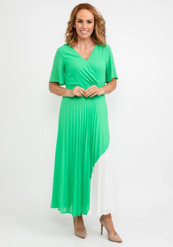Early Bird Discount Kate Cooper Pleated Contrast Panel Dress, Green
