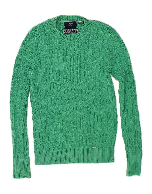 Shop and Save SUPERDRY Womens Crew Neck Jumper Sweater UK 8 Small  Green Cotton