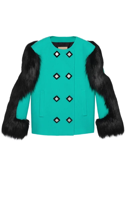 Great Deals Faux Fur-trimmed Wool Jacket