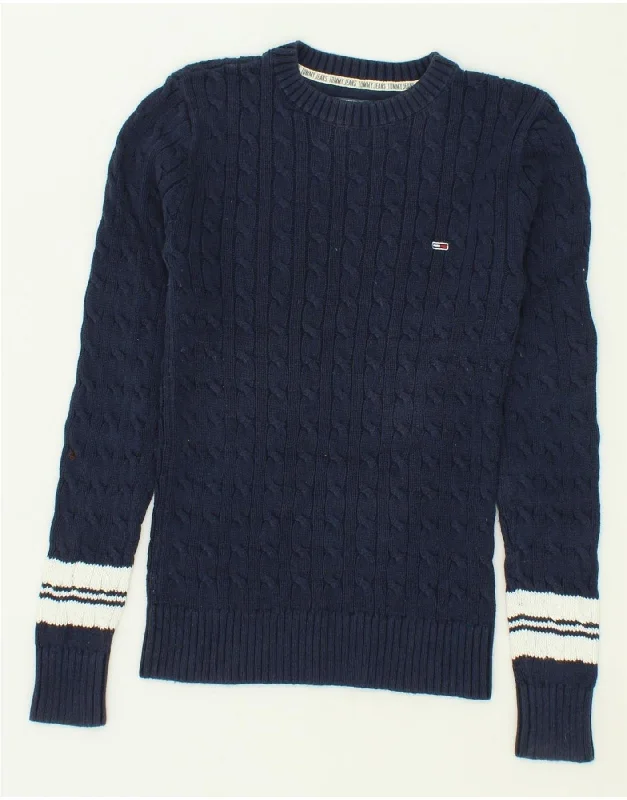 Limited Time Offer TOMMY HILFIGER Womens Crew Neck Jumper Sweater UK 6 XS Navy Blue