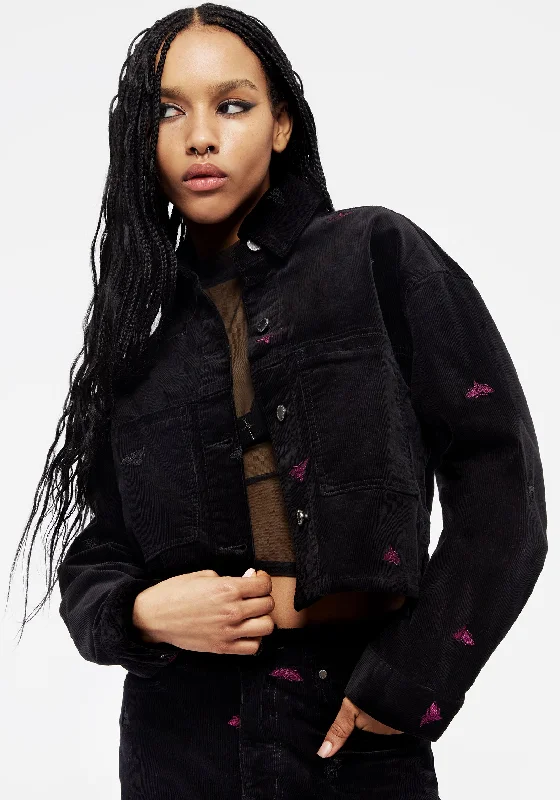 Limited Time Discount Styx Moth Embroidered Cord Shacket