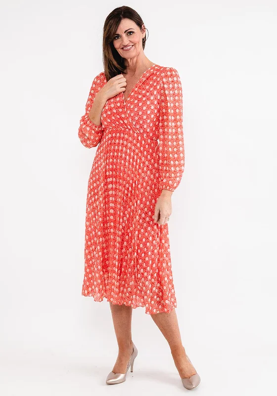 Extra Savings Seventy1 One Size Chiffon Pleated Midi Dress, Coral
