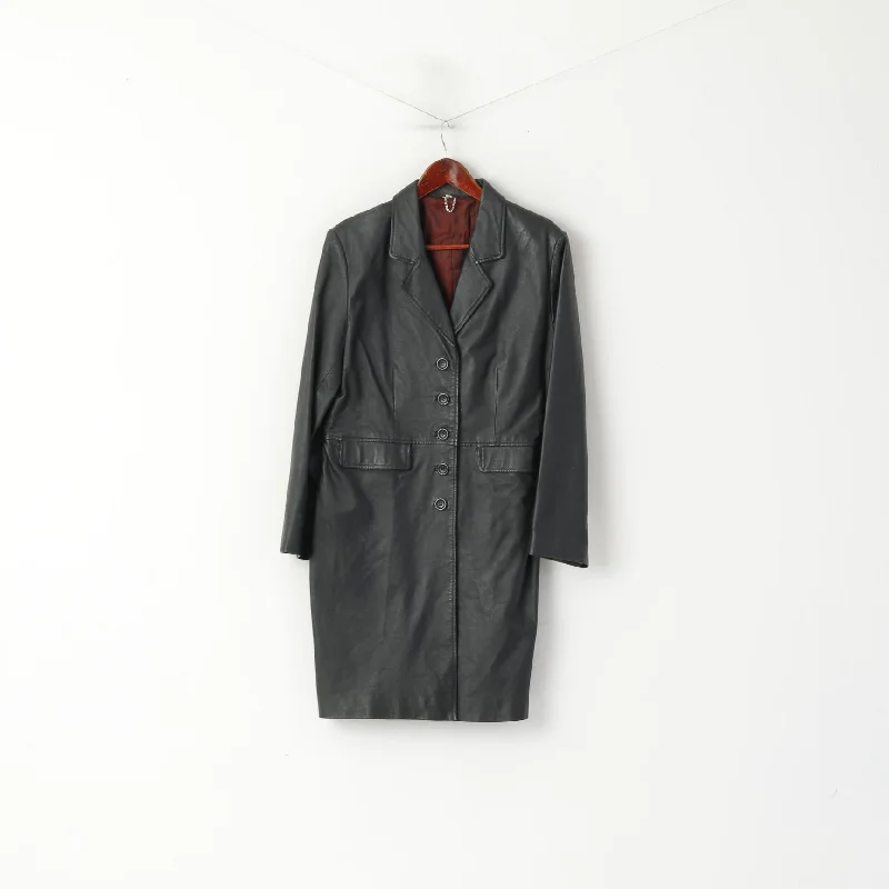 Hurry In Freemans Sketchley Women 14 M Coat Black Leather Single Breasted Retro