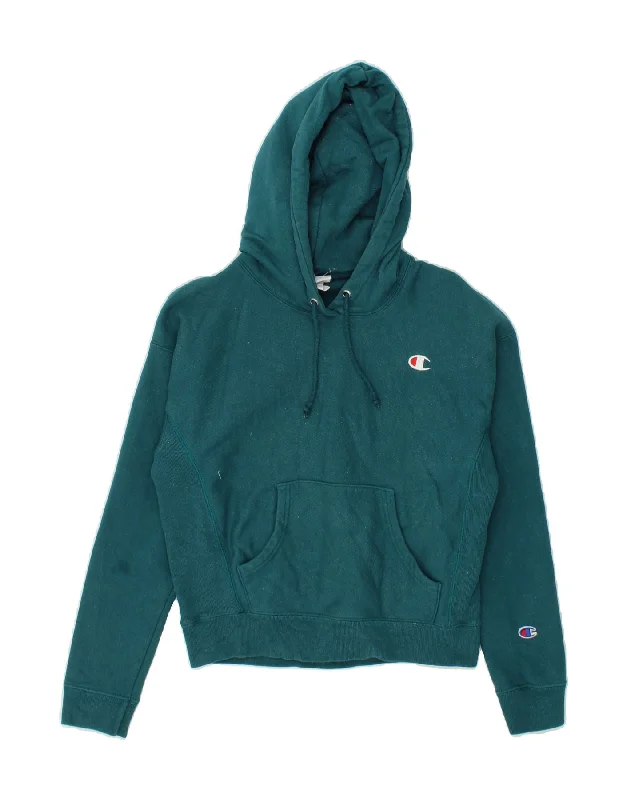 Limited Time Offer CHAMPION Womens Hoodie Jumper UK 10 Small Turquoise Cotton