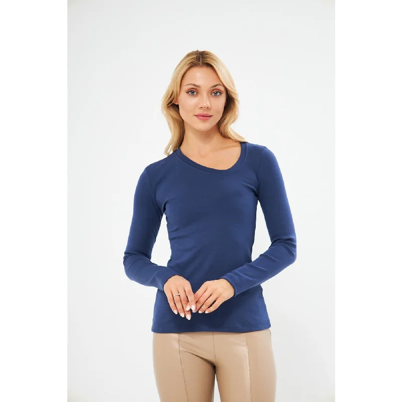 Great Bargains Blue Rib Cross Scoop Neck Top