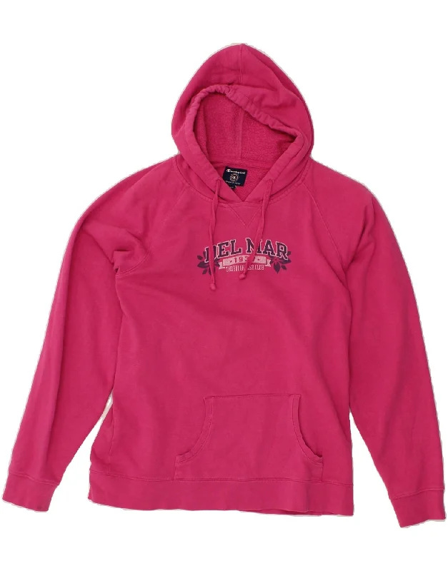 New Arrival CHAMPION Womens Graphic Hoodie Jumper UK 20 2XL Pink Cotton