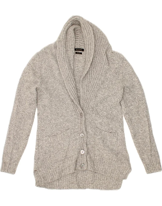 MASSIMO DUTTI Womens Cardigan Sweater UK 14 Large Grey Wool