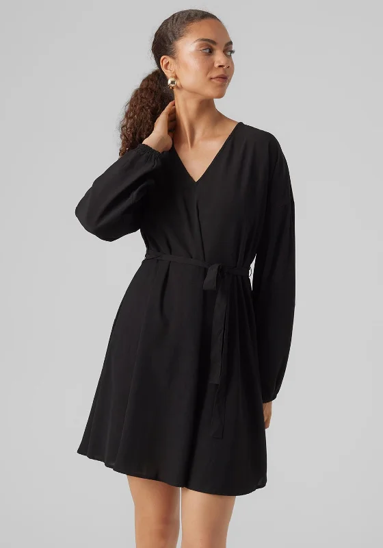 Vero Moda Naja V-Neck Skater Dress, Black