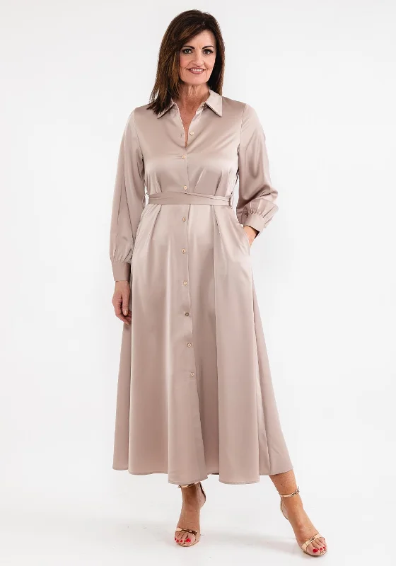 Exclusive Savings Seventy1 Satin Maxi Shirt Dress, Taupe