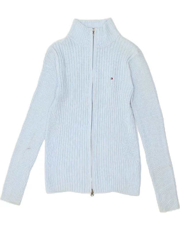 The Best Prices TOMMY HILFIGER Womens Cardigan Sweater UK 12 Medium Blue Cotton