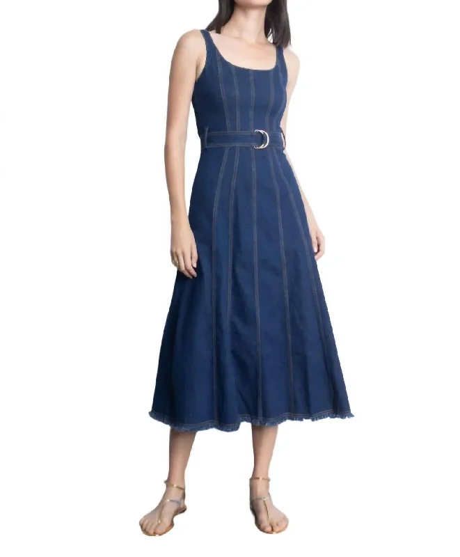 Liliana Denim Midi Dress In Blue