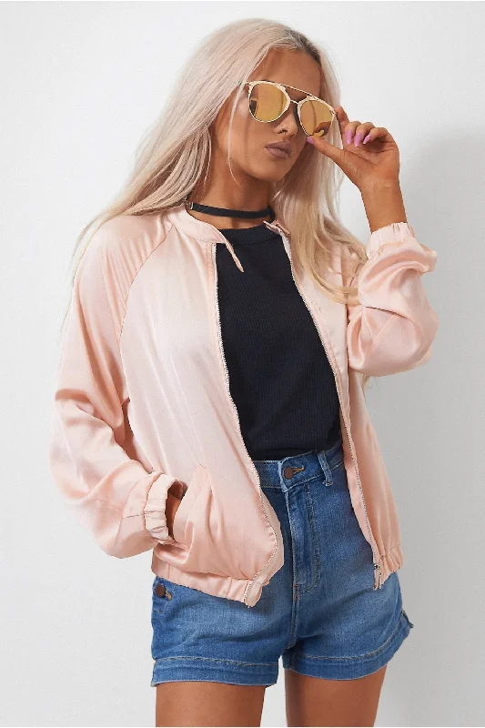 Today’s Deal Peach Buckle Neck Bomber Jacket