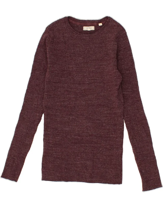New Arrival FAT FACE Womens Boat Neck Jumper Sweater UK 8 Small Maroon Cotton