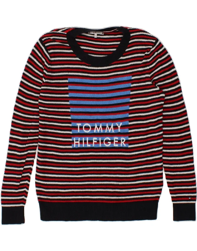 Final Markdown TOMMY HILFIGER Womens Graphic Crew Neck Jumper Sweater UK 16 Large Red