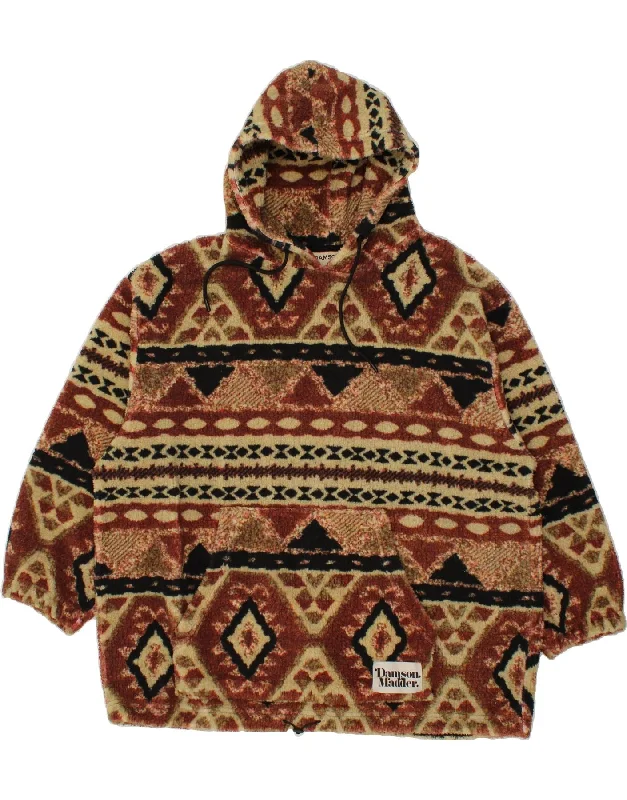 Referral Discount VINTAGE Womens Oversized Hooded Fleece Jumper UK 10 Small  Brown Fair Isle