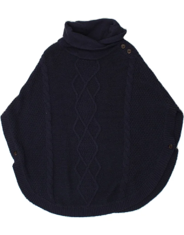 JOULES Womens Roll Neck Poncho Jumper UK 8 Small Navy Blue