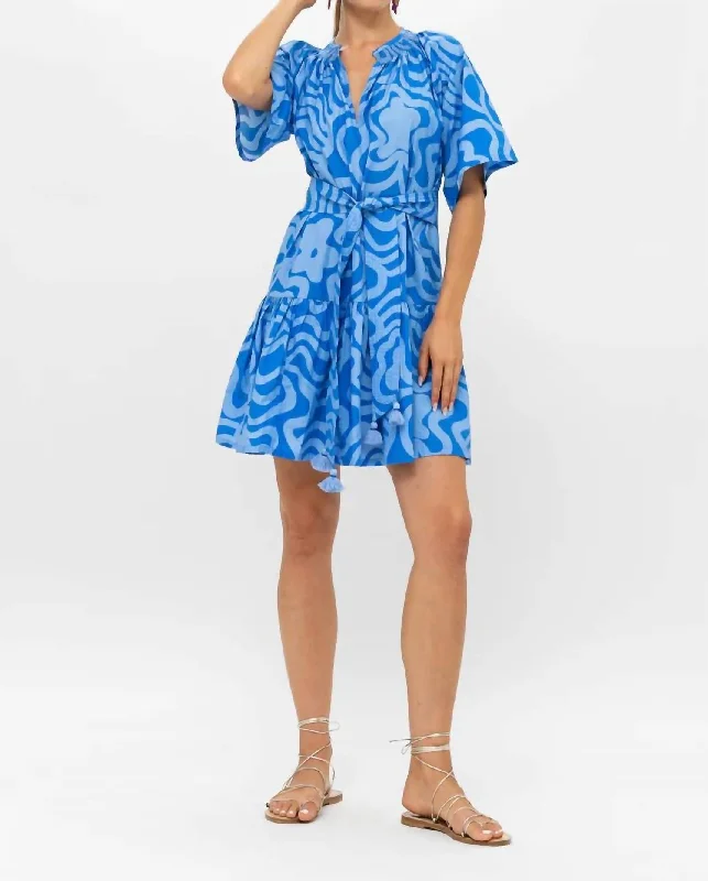 Raglan Belted Mini Dress In Blue