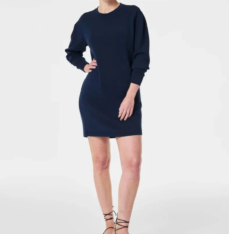 Airessentials Crew Neck Dress In Timeless Navy