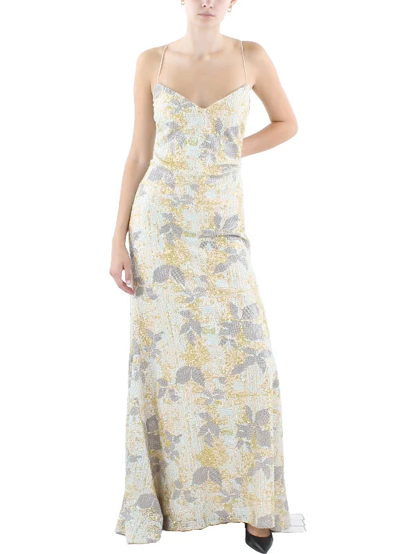Limited Time Discount Womens Sequined Sleeveless Evening Dress