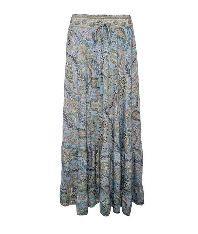 Luna Maxi Frill Skirt Blue Garden - Multi