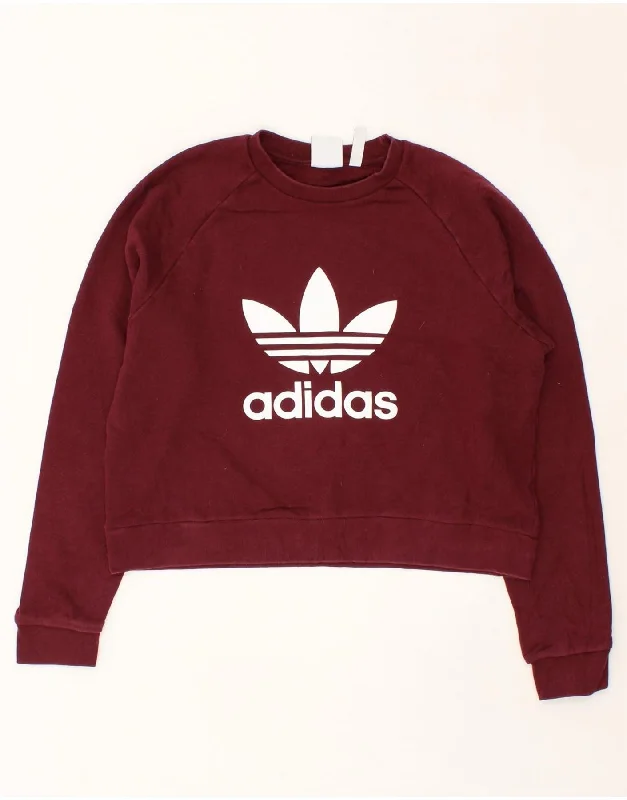 ADIDAS Womens Oversized Graphic Sweatshirt Jumper UK 16 Large Burgundy