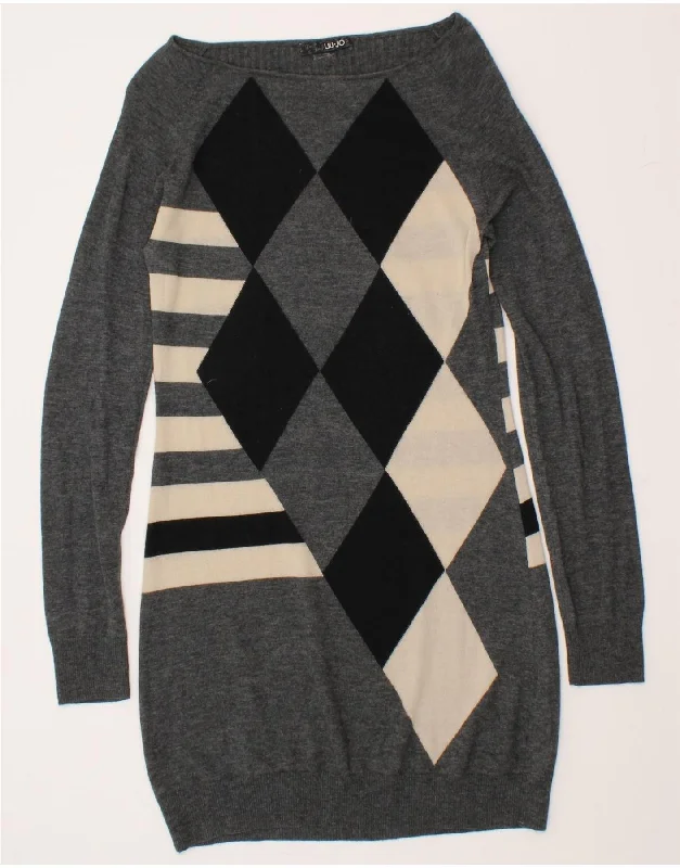 Extra Savings LIU JO Womens Jumper Dress UK 12 Medium Grey Geometric