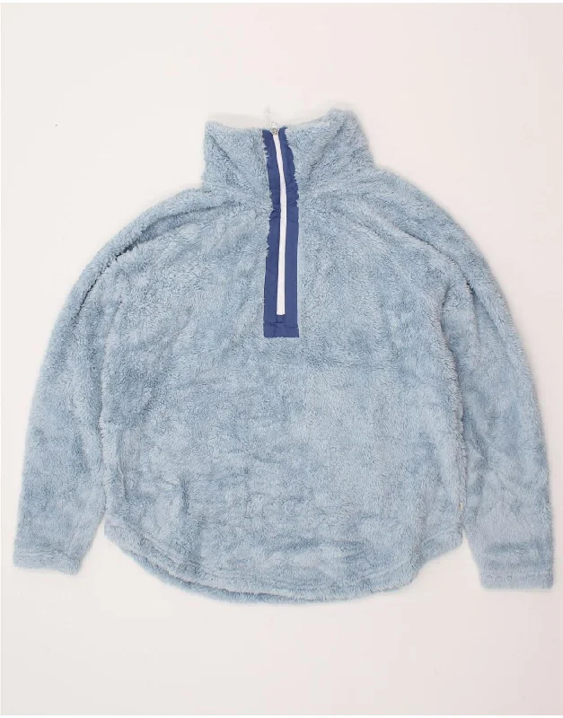 Markdowns EDDIE BAUER Womens Zip Neck Fleece Jumper UK 16 Large Blue Polyester