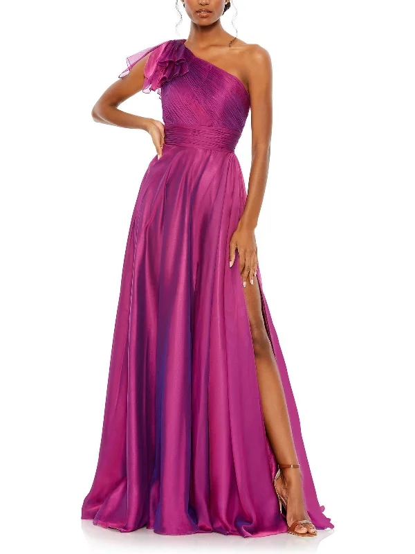 Womens Chiffon One Shoulder Evening Dress