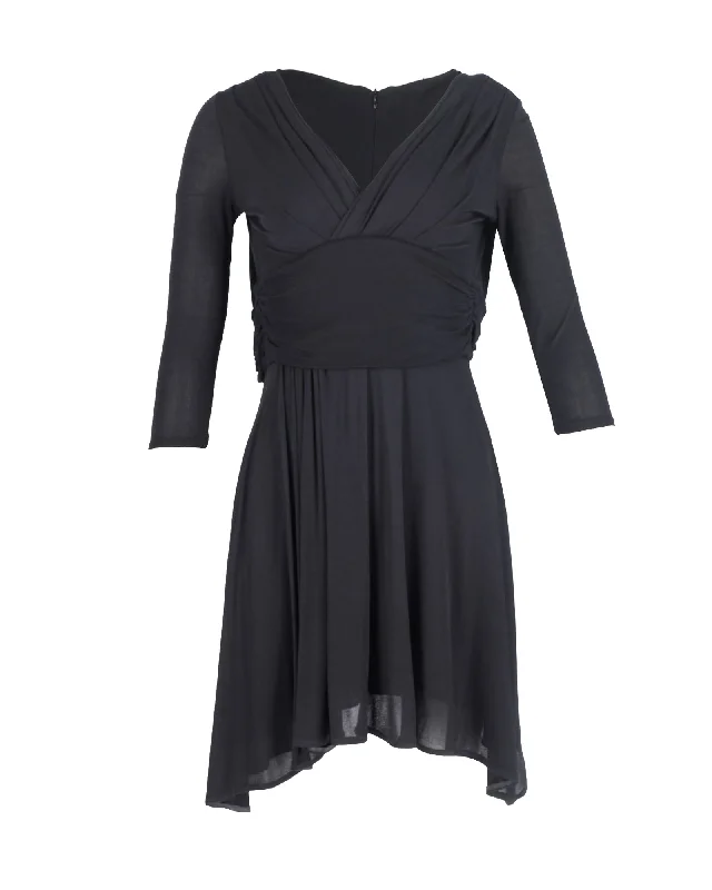 Prada Ruched Mini Dress in Black Viscose