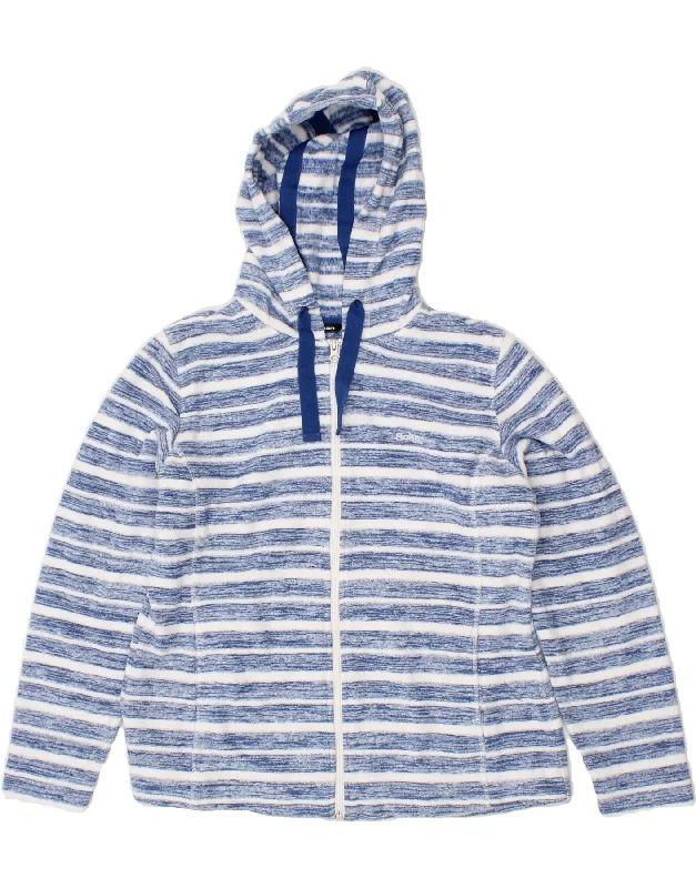 Warehouse Sale ROHAN Womens Zip Hoodie Sweater UK 14 Medium Blue Striped Polyester