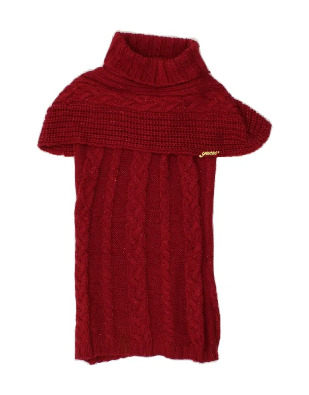 Savings Bonanza GUESS Womens Short Sleeve Roll Neck Jumper Sweater UK 8 Small Red Flecked